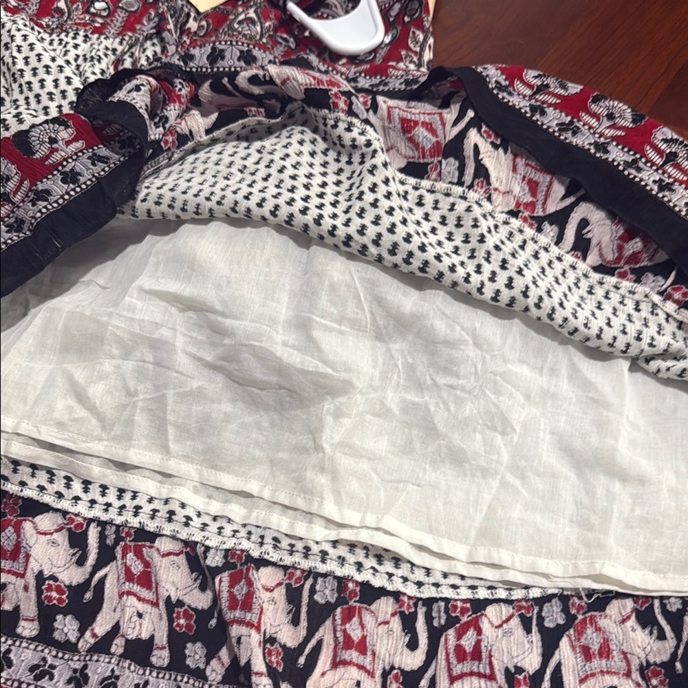 Anthropologie Red, Black & White Printed Maxi Dress - Picture 12 of 15